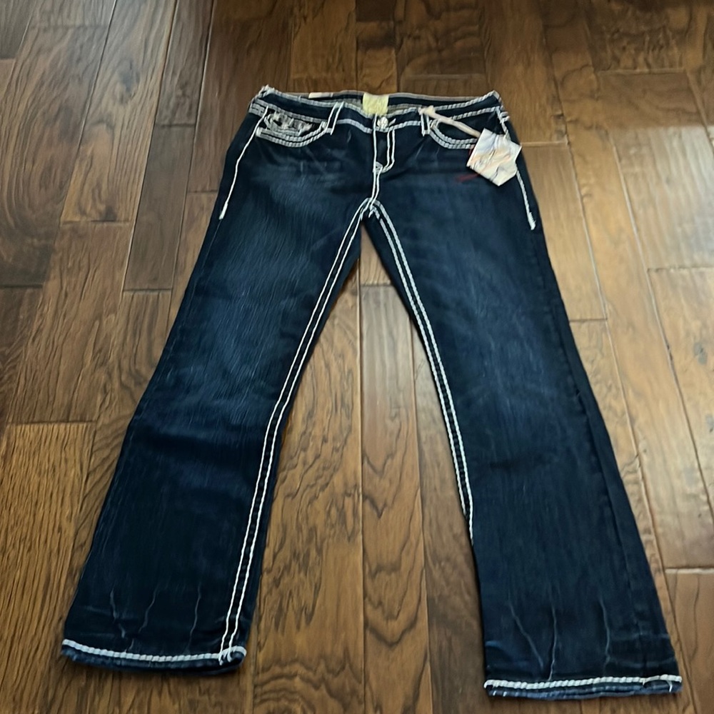 Beautiful LA IDOL jeans size 15 Rhinestones rivets and button